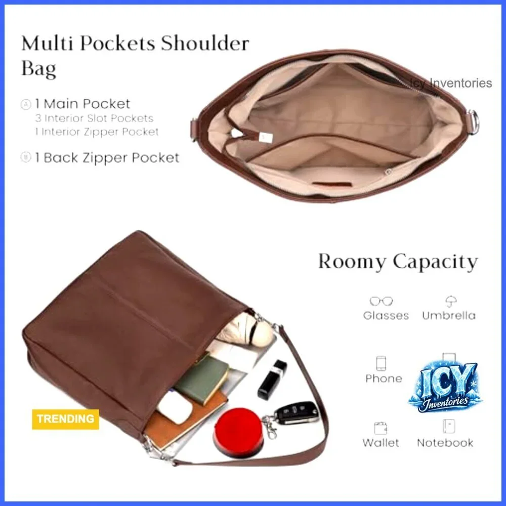 Genuine Leather Hobo Bag with Adjustable Crossbody Strap